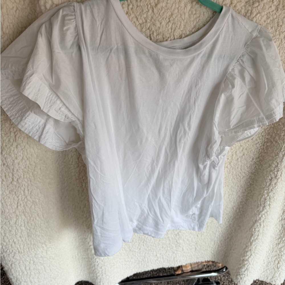 Old Navy White Short Sleeve Ruffle Top